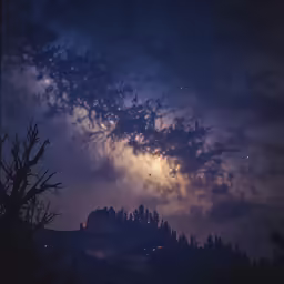 a night view with the milky in the sky
