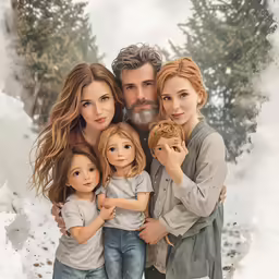 a man, woman and two children are posed for a family photo