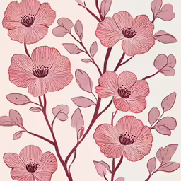 red flowers on a light pink background