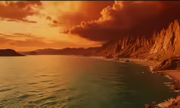 a picture of a sunset over the ocean