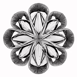 an artistic design designed as a flower in black and white