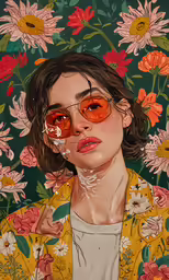 the woman has two pieces of paint on her face