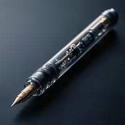 the gold and black fountain pen has its cap closed