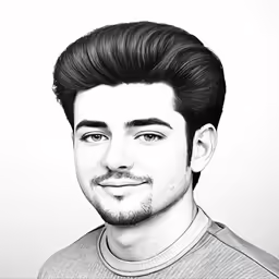 black and white photo of the face of a man with black hair