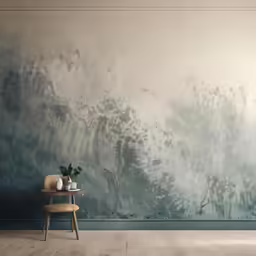 there is a vase on a small chair