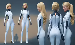 three different poses for a character to modeled by a computer rendering artist