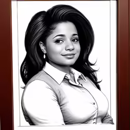 a drawing of the character tiffany, which has a brown frame
