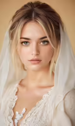 a woman wearing a white veil over her head