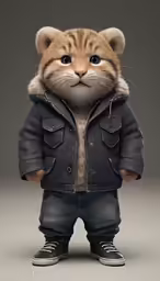 a cartoon cat dressed as a man in an old jacket