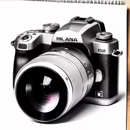 a camera sitting next to a spiral book