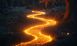 a path is illuminated with fire from each side