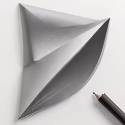a pencil resting in front of an origami piece