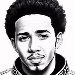 a drawing of fro man with black hair and an afro