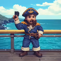 the boy is dressed in a pirate costume