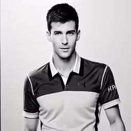 a man wearing a polo shirt is posing for a portrait