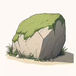 a very large rock with green algae growing on it
