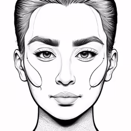 a person with half - drawn lines over their face