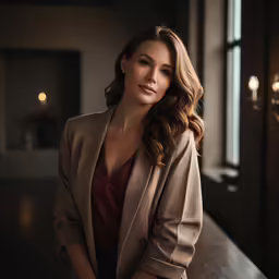 the woman is posing for the camera with her arms folded