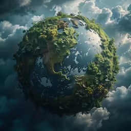 an artistic photo with clouds and earth in the foreground