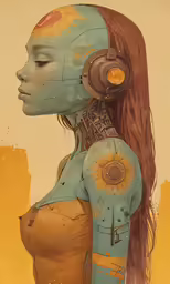an artwork of a person with ear phones