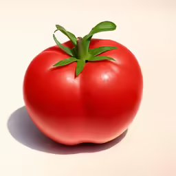 the red tomato is placed on a white surface