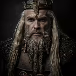 the man is dressed in medieval clothing and a helmet