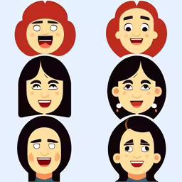 a variety of women with faces,a group of different faces of women