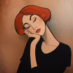 an art print featuring a woman with red hair