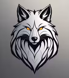 the head of a wolf with orange eyes,the side of a wall with an image of a wolf