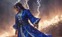 an image of a young woman in blue and white