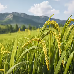 there are two plants with yellow flowers in the middle of a field