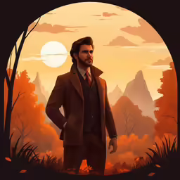 an illustration of a man in a suit standing on the ground