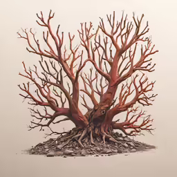 there is a weird looking tree on top of a tiny island