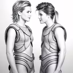 two women are standing close to one another