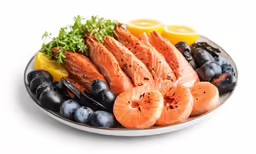 an assortment of different kinds of fish on a plate