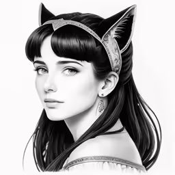 a drawing of a girl with black hair