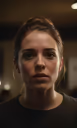 the girl in black shirt has an odd looking face