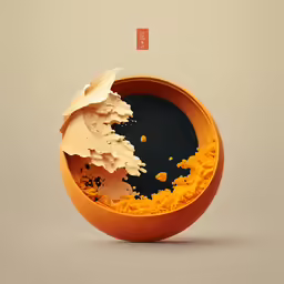 an illustration of a bowl of yellow and orange noodles