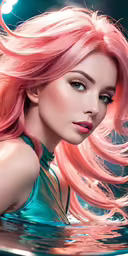 a pretty lady with pink hair posing for the camera
