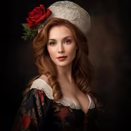 an image of a woman wearing a hat and dress