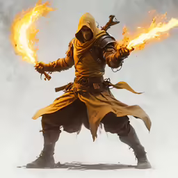 a character holding fire with flames in their hands
