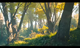 a wooded area with trees and other vegetation