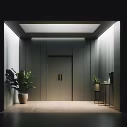 there is a hallway leading to a bathroom