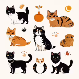 a cat in various poses with their faces obscured