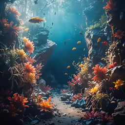 an underwater scene with fish and plants