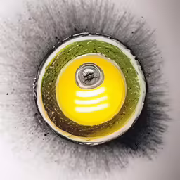 a close up shot of an orange and green object