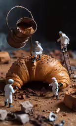 some people are working on some miniature food