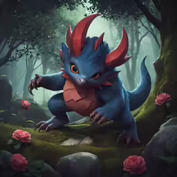 a cartoon of a red and blue dragon