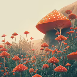 this is a beautiful picture with orange mushrooms in it