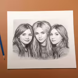 the cast of the girl group drawing in pencil
